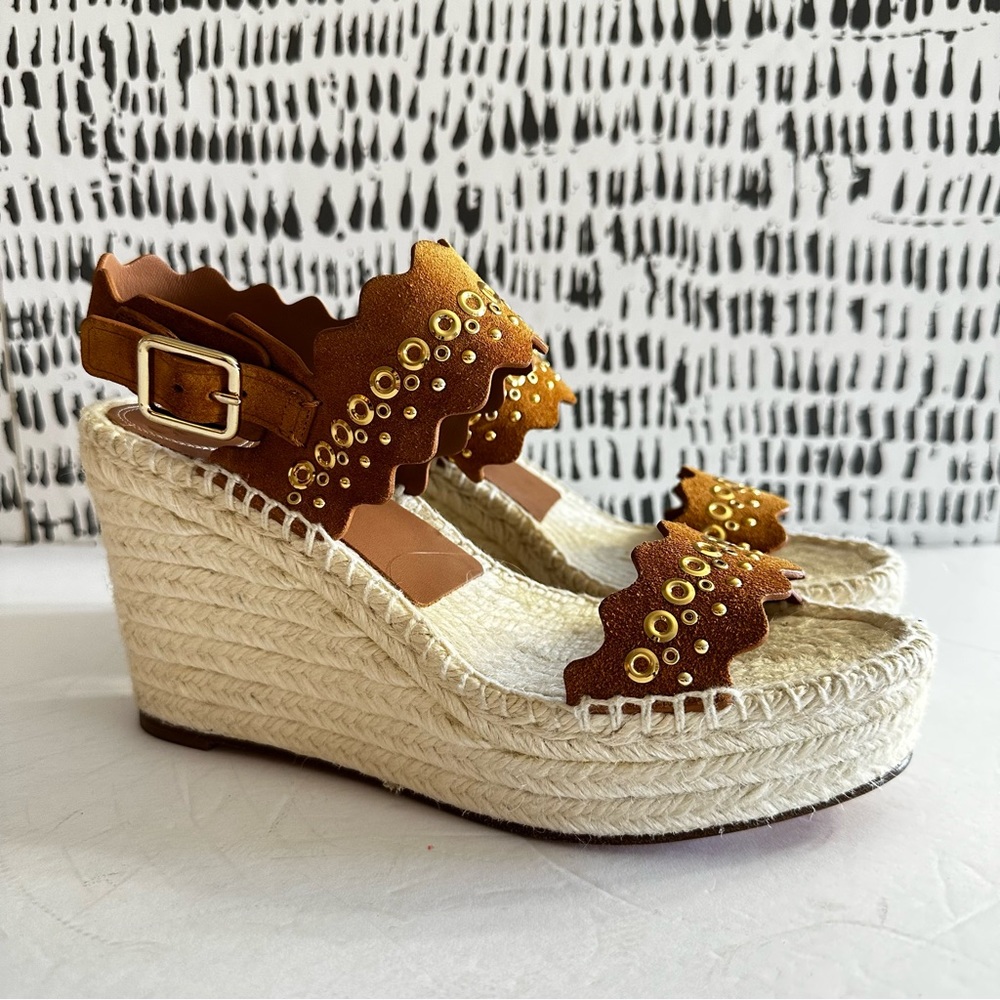 Chloe Brown and Cream Wedges